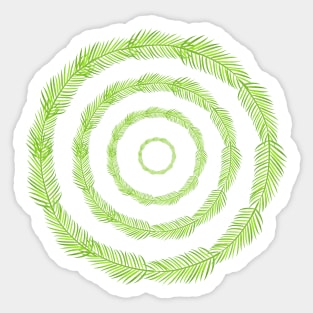 Green fern-leaf circle Sticker